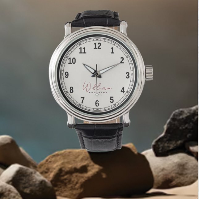 エレガントクラシック白黒モノグラムの 腕時計 (クリエイターアップロード済み)