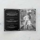 エレガントクラシック白黒モノグラム結婚ズ 招待状 (内部)