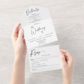 エレガントクラシック白黒書結婚の オールインワン招待状 (貼ってはがせる)