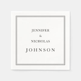 エレガントクラシック白黒結婚の スタンダードカクテルナプキン