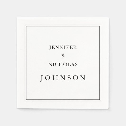 エレガントクラシック白黒結婚の スタンダードカクテルナプキン (正面)
