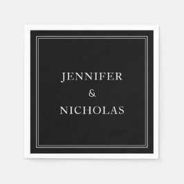 エレガントクラシック白黒結婚の スタンダードカクテルナプキン