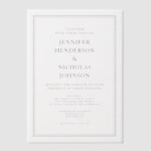 エレガントクラシック白黒結婚の ベラム紙招待状 (正面)