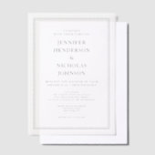 エレガントクラシック白黒結婚の ベラム紙招待状 (オフセット)