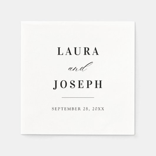 エレガントクラシック白黒結婚ズ スタンダードカクテルナプキン (正面)