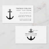 エレガントクラシック白黒航海のいかりロゴ 名刺 (正面/裏面)