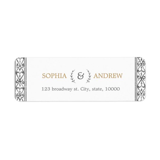 エレガントクラシック素朴ヴィンテージ差出人住所 ラベル (正面)