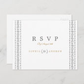 エレガントクラシック素朴ヴィンテージ結婚式RSVP インビテーションポストカード (正面/裏面)