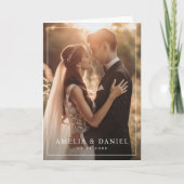 エレガントクラシック結婚の写真の日付 サンキューカード (正面)