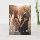エレガントクラシック結婚の写真を折った サンキューカード (正面)
