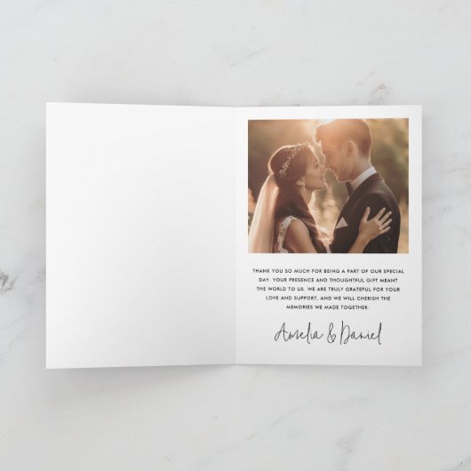 エレガントクラシック結婚の写真を折った サンキューカード (内部)