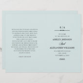 エレガントクラシック結婚の。青いプログラムを折り曲げ (正面/裏面)