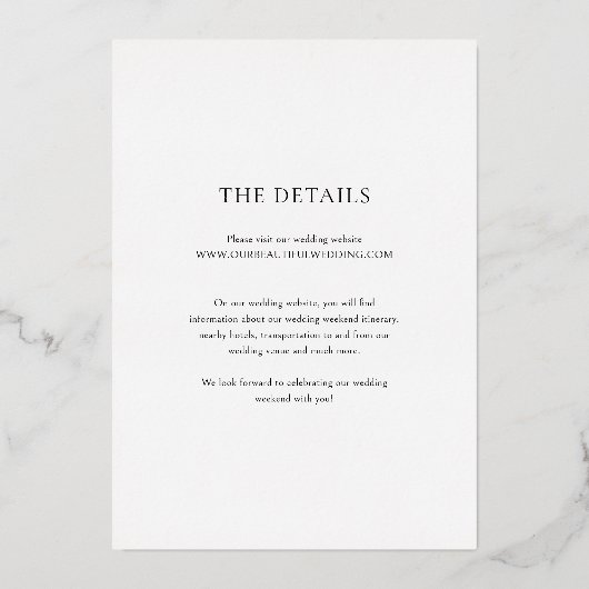 エレガントクラシック結婚式の日付の保存 箔招待状 (裏面)