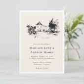 エレガントクラシック結婚Your Venue Sketchのアップロード 招待状 (スタンド正面)