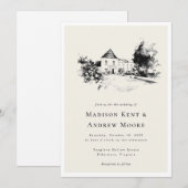 エレガントクラシック結婚Your Venue Sketchのアップロード 招待状 (正面/裏面)