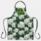 エレガントクラシック緑植物白フローラ エプロン (正面)