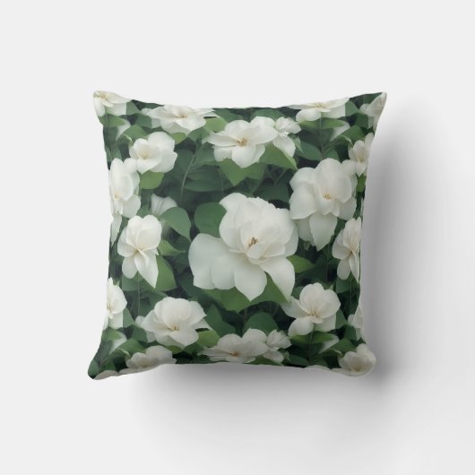 エレガントクラシック緑植物白フローラ クッション (裏面)