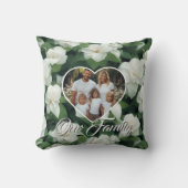 エレガントクラシック緑植物白フローラ クッション (正面)