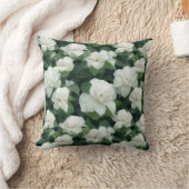 エレガントクラシック緑植物白フローラ クッション (ブランケット)
