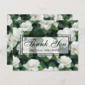 エレガントクラシック緑植物白フローラ サンキューカード (正面/裏面)