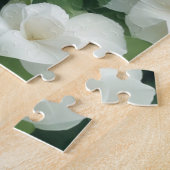エレガントクラシック緑植物白フローラ ジグソーパズル (側面)