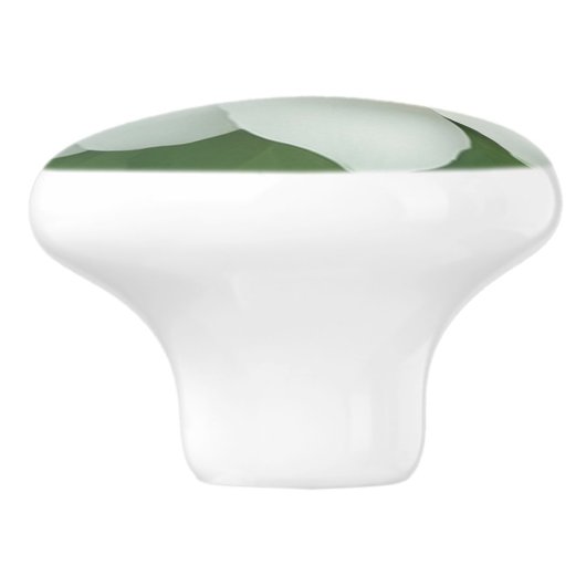 エレガントクラシック緑植物白フローラ セラミックノブ (側面)