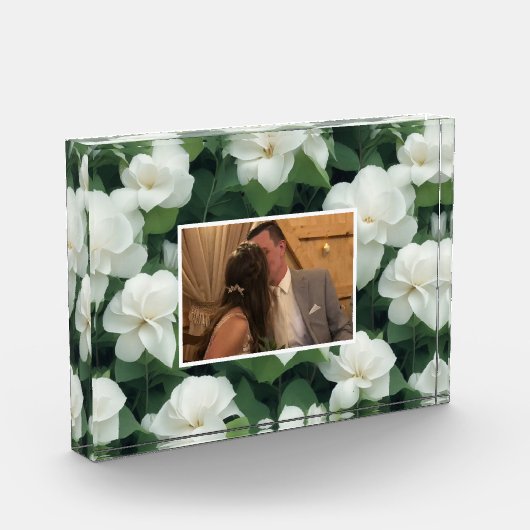 エレガントクラシック緑植物白フローラ フォトブロック (左)