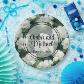 エレガントクラシック緑植物白フローラ ペーパープレート (パーティー)