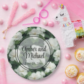 エレガントクラシック緑植物白フローラ ペーパープレート (パーティー)