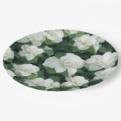 エレガントクラシック緑植物白フローラ ペーパープレート (アングル)