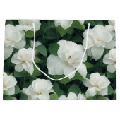 エレガントクラシック緑植物白フローラ ラージペーパーバッグ (正面)