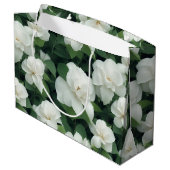 エレガントクラシック緑植物白フローラ ラージペーパーバッグ (裏面アングル)