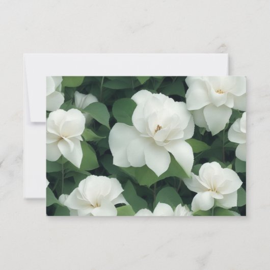 エレガントクラシック緑植物白フローラ 出欠カード (裏面)