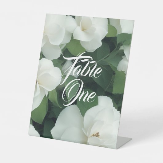 エレガントクラシック緑植物白フローラ 台座サイン (正面)