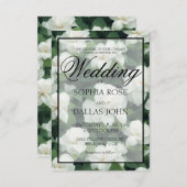 エレガントクラシック緑植物白フローラ 招待状 (正面/裏面)