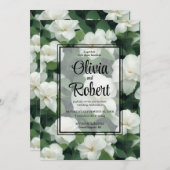 エレガントクラシック緑植物白フローラ 招待状 (正面/裏面)