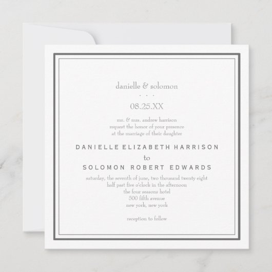 エレガントクラシック縁ど結婚式招待状 招待状 (正面)