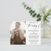 エレガントクラシック脚本のゲイ結婚の写真 インビテーションポストカード (スタンド正面)