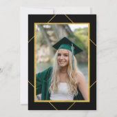 エレガントクラシック脚本金ゴールドブラック卒業パーティー 招待状 (裏面)