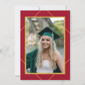 エレガントクラシック脚本金ゴールドレッド卒業パーティー 招待状 (裏面)