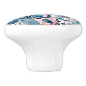 エレガントクラシック花模様ブルー、マウヴ、ピ淡い色のンク セラミックノブ (側面)