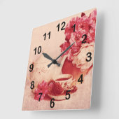 エレガントクラシック茶 スクエア壁時計 (傾斜)