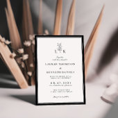 エレガントクラシック葉モノグラム結婚ズ 招待状