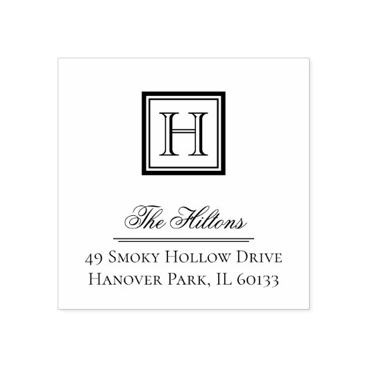 エレガントクラシック角モノグラムスタンプ ラバースタンプ (インプリント)