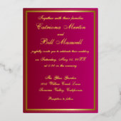 エレガントクラシック赤と金ゴールド結婚式招待状 箔招待状 (正面)