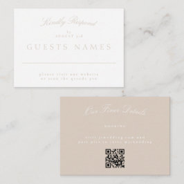 エレガントクラシック赤面ピ結婚ンクのQRコードRSVP ノートカード