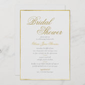 エレガントクラシック金ゴールドフレームアイボリーブライダルシャワー 招待状 (正面/裏面)
