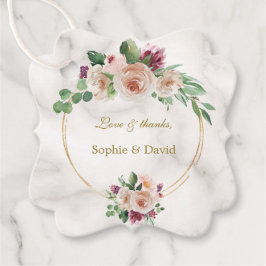 エレガントクラシック金ゴールドブルーフローラ結婚ズ フェイバータグ