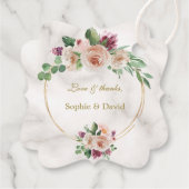 エレガントクラシック金ゴールドブルーフローラ結婚ズ フェイバータグ (裏面)