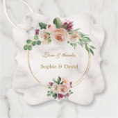 エレガントクラシック金ゴールドブルーフローラ結婚ズ フェイバータグ (正面)